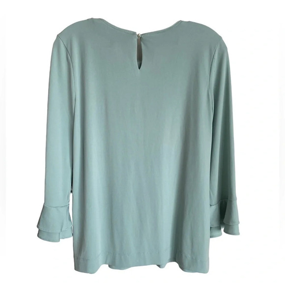 NWOT Karl Lagerfeld Turquoise Ruffle
Sleeve Blouse - Picture 2 of 6